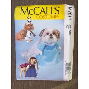 McCalls Sewing Pattern M7211 Frozen Anna Elsa Olaf Disney Dog Costume UNCUT